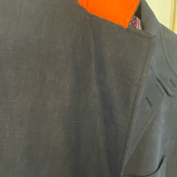 Men’s Navy ETRO Linen Blazer - Picture 2 of 4